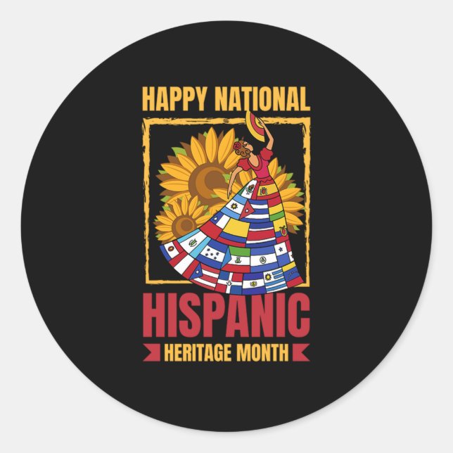 Pegatina Redonda 08. Mes del patrimonio nacional hispano en todos l (Anverso)