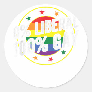 Pegatina Redonda 0 Diseño liberal 100 LGBT gay para conservadores