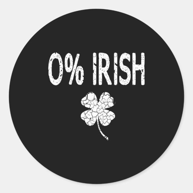 Pegatina Redonda 0% Irish Funny St. Patrick's Day Shamrock Men Wome (Anverso)