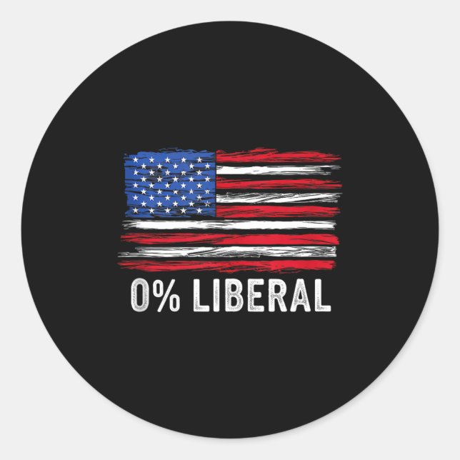 Pegatina Redonda 0% Liberal Zero Percent Anti Liberal Republican Ta (Anverso)