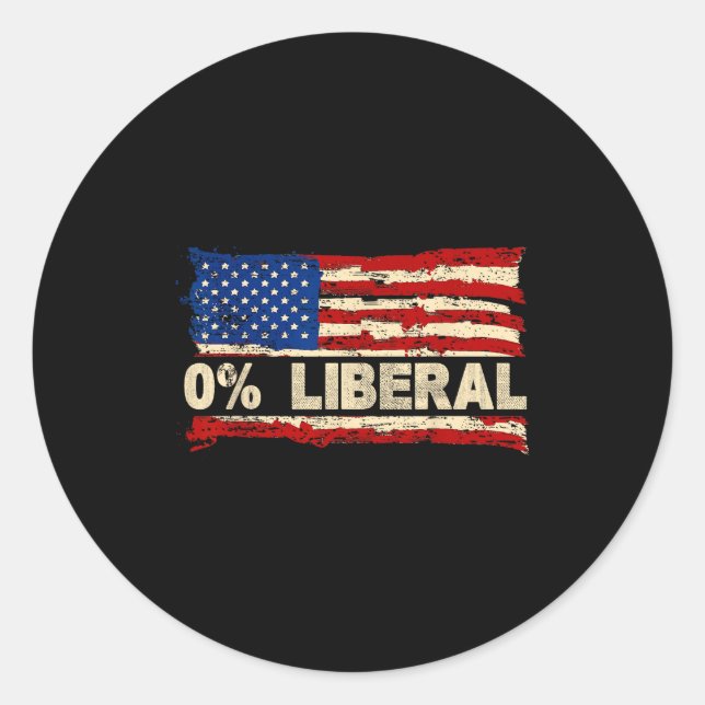 Pegatina Redonda 0% Liberal Zero Percent Liberal Republican Flag  (Anverso)