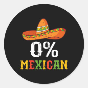 Pegatina Redonda 0% Mexicano Cinco De Mayo Fiesta Sombrero Hombres 