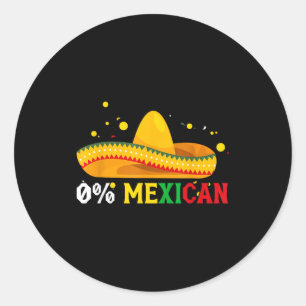 Pegatina Redonda 0% mexicano divertido cinco de mayo fiesta sombrer