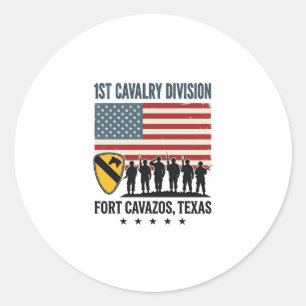 Pegatina Redonda 1ª División de Caballería Fort Hood Camiseta Milit
