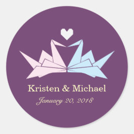 Pegatina Redonda 1000 Boda de ranas de papel colgante de origami (p