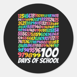 Pegatina Redonda 100.º día de clase para maestros y niños 100 días