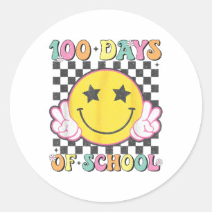 Pegatina Redonda 100.º día de escuela para maestros y niños 100 día