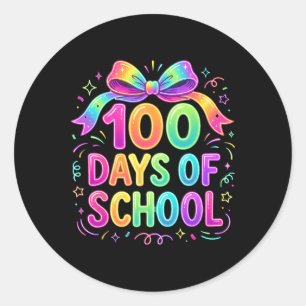 Pegatina Redonda 100.º día de escuela para niños niñas 100 días pro