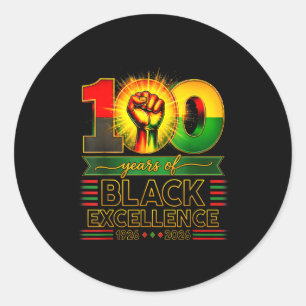 Pegatina Redonda 100 años de excelencia negra centenario negro