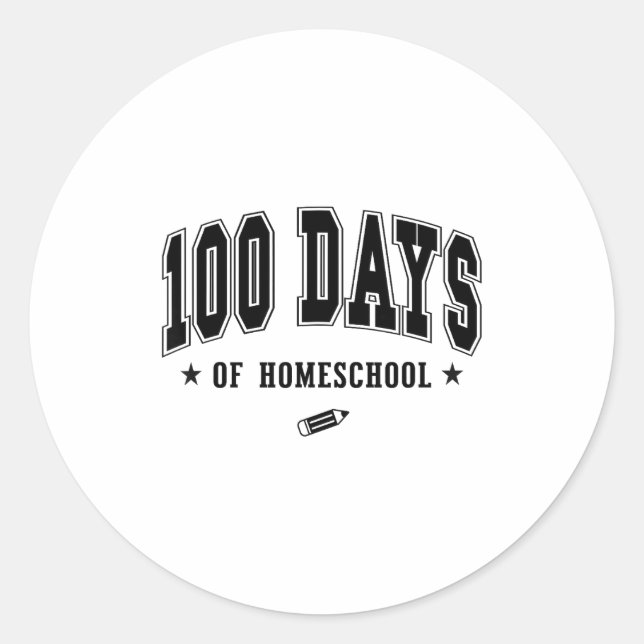 Pegatina Redonda 100 Days Of Homeschool  (Anverso)