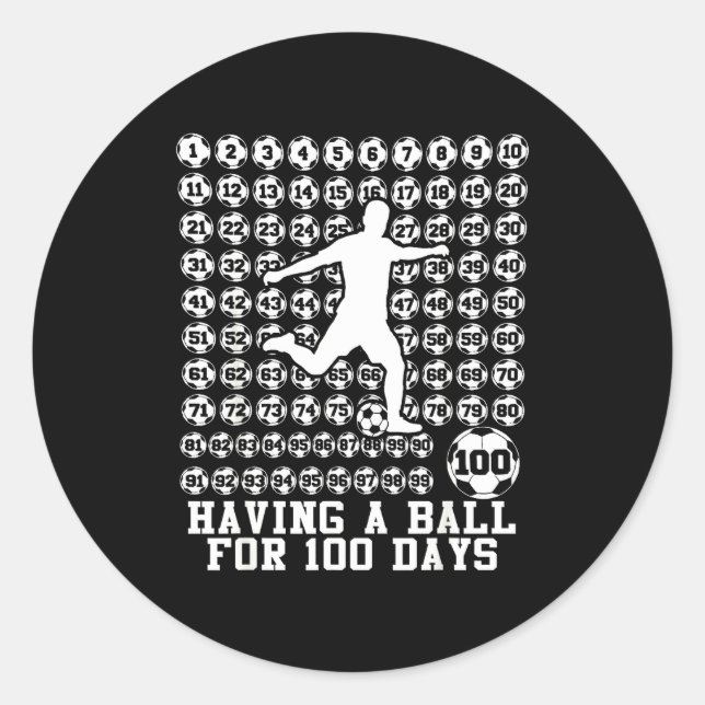 Pegatina Redonda 100 Days Of School Boys Soccer 100th Day Of School (Anverso)