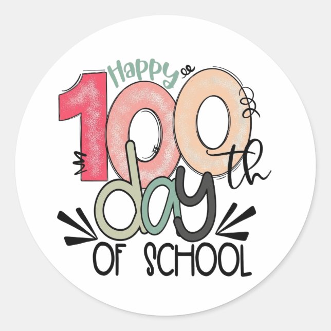 Pegatina Redonda 100 days of school celebration  (Anverso)