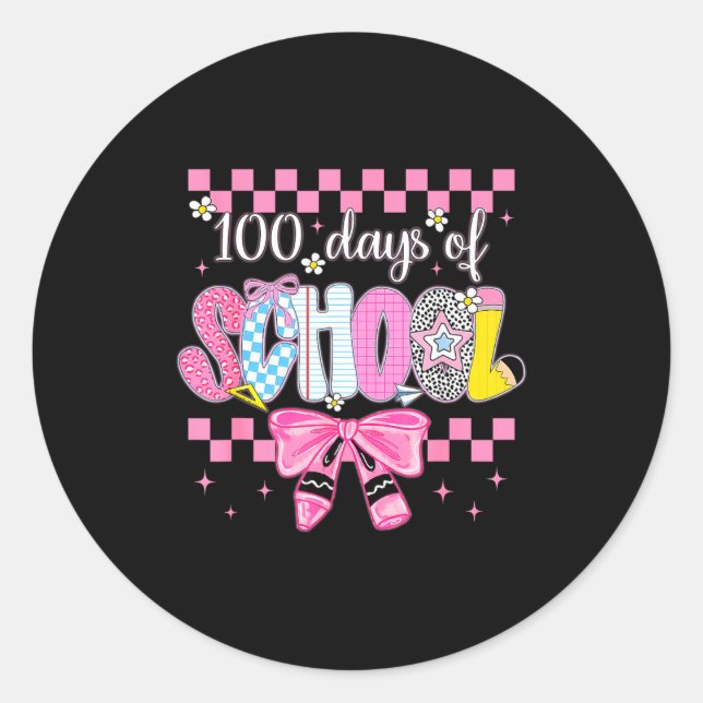 Pegatina Redonda 100 Days Of School Fun Milestone Clroom Kids  (Anverso)