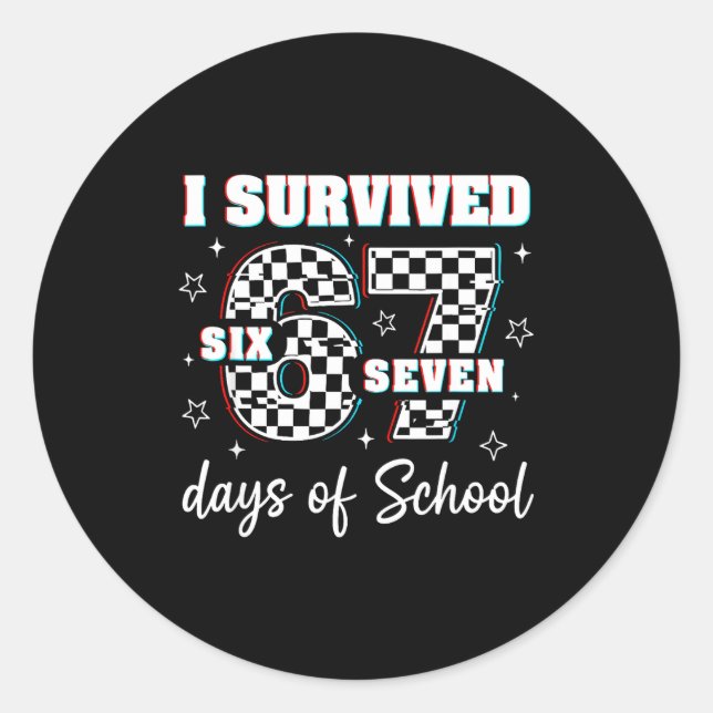 Pegatina Redonda 100 Days Of School I Survived 67 Days Of School Te (Anverso)