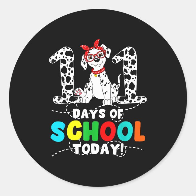 Pegatina Redonda 100 Days Of School Today Cute Dog Teacher Student  (Anverso)