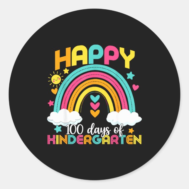 Pegatina Redonda 100 Days Smarter 100th Day Of Kindergarten Teacher (Anverso)