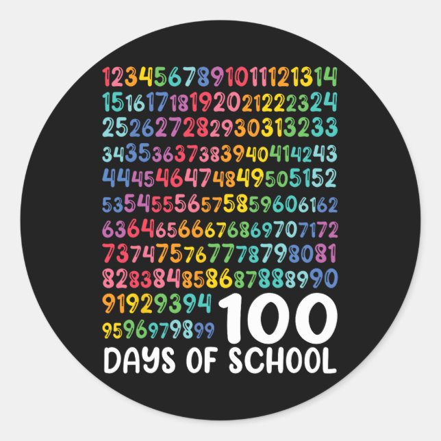 Pegatina Redonda 100° Día De Enseñanza 100 Días Math Num (Anverso)