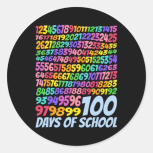 Pegatina Redonda 100° Día De Enseñanza 100 Días Math Num