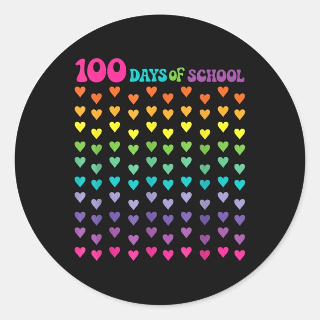 Pegatina Redonda 100° Día De Enseñanza 100 Días Math Num (Anverso)