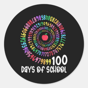 Pegatina Redonda 100° Día De Enseñanza 100 Días Math Num