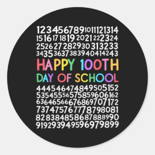 Pegatina Redonda 100° Día De Enseñanza 100 Días Math Num