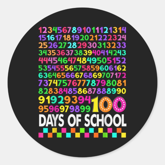 Pegatina Redonda 100° Día De Enseñanza 100 Días Math Num (Anverso)
