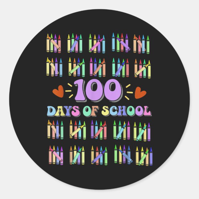 Pegatina Redonda 100° Día De Enseñanza 100 Días Math Num (Anverso)