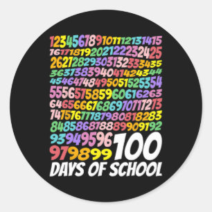 Pegatina Redonda 100° Día De Enseñanza 100 Días Math Num