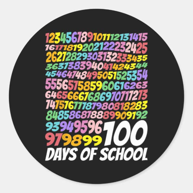 Pegatina Redonda 100° Día De Enseñanza 100 Días Math Num (Anverso)