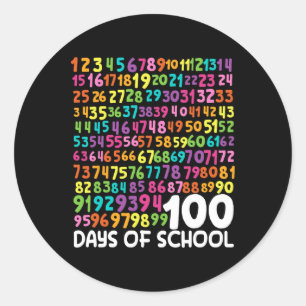 Pegatina Redonda 100° Día De Enseñanza 100 Días Math Num
