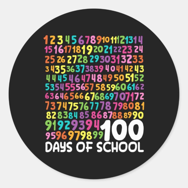 Pegatina Redonda 100° Día De Enseñanza 100 Días Math Num (Anverso)