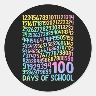 Pegatina Redonda 100° Día De Enseñanza 100 Días Math Num
