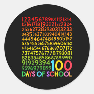 Pegatina Redonda 100° Día De Enseñanza 100 Días Math Num