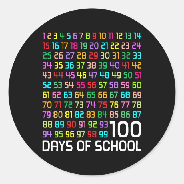 Pegatina Redonda 100° Día De Enseñanza 100 Días Math Num (Anverso)