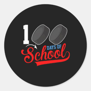 Pegatina Redonda 100° Día De Hockey Escolar 100 Días De Deporte Esc