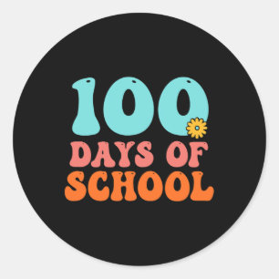 Pegatina Redonda 100° Día De La Escuela 100 Días De Maestra Escolar