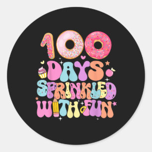 Pegatina Redonda 100° Día De La Escuela 100 Días Derramados Con
