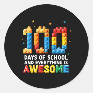 Pegatina Redonda 100° Día De La Escuela Infantil Divertido
