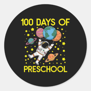 Pegatina Redonda 100° Día De La Escuela Niños De Preescolar Diverti