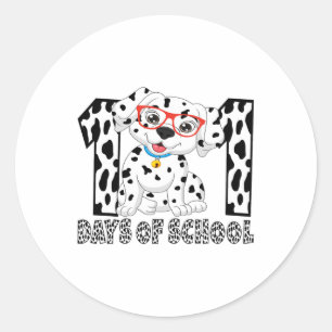 Pegatina Redonda 100° Día De La Escuela Perro Dalmatiano 100 Días D