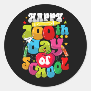 Pegatina Redonda 100° Día De Maestros Escolares Estudiantes Felices