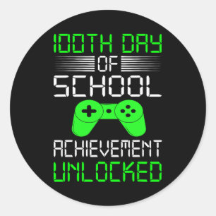 Pegatina Redonda 100° Día De Niños Camisas Escolares Videojuegos Ni