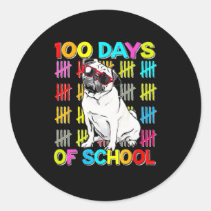 Pegatina Redonda 100° Día De Niños Escolares 100 Días De Colegio