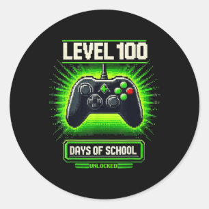 Pegatina Redonda 100° Día De Niños Escolares Video Juegos Boy Gamer