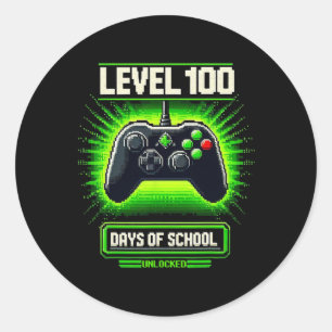 Pegatina Redonda 100° Día De Niños Escolares Videojuegos Boy Gamer