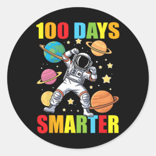 Pegatina Redonda 100° Día Del Astronauta Escolar Dabbing Smarter