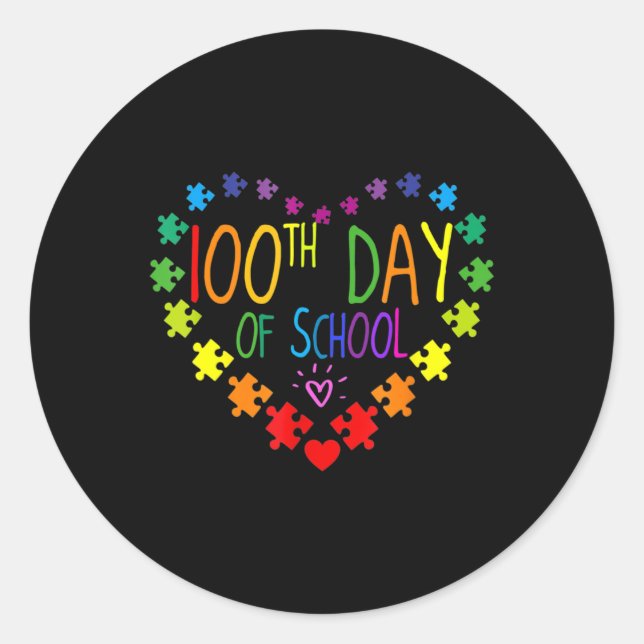 Pegatina Redonda 100° Día del Autismo Escolar Concienciación (Anverso)
