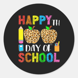 Pegatina Redonda 100° Día Del Profesor Escolar Leopard 100 Da