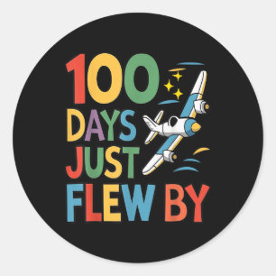 Pegatina Redonda 100 Días Acabo De Volar En Avión Por El 100 Día De