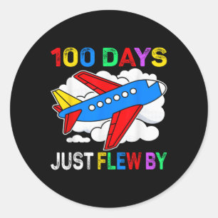Pegatina Redonda 100 Días Acabo De Volar En Avión Por El 100 Día De